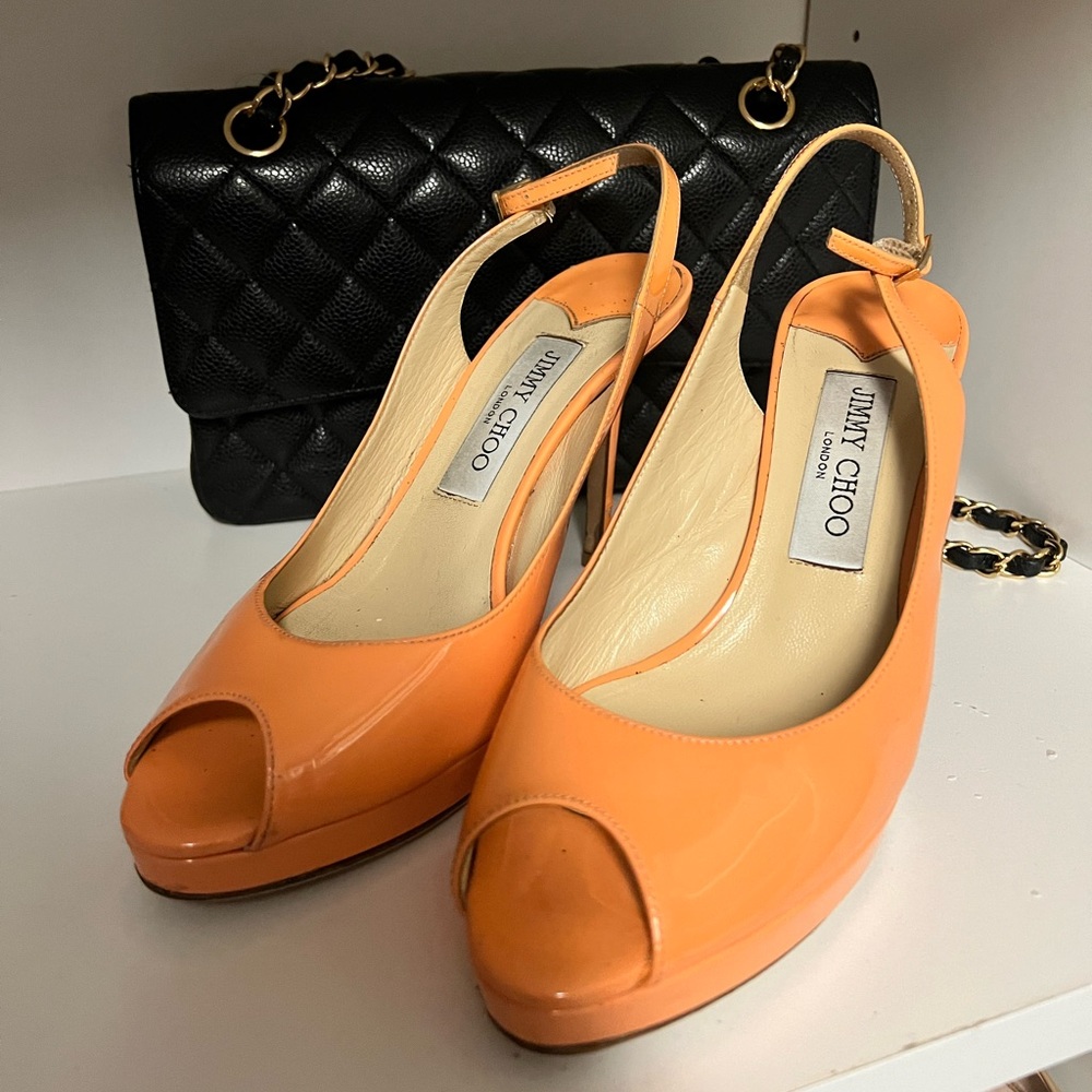 Jimmy Choo Salmon Patent Pumps